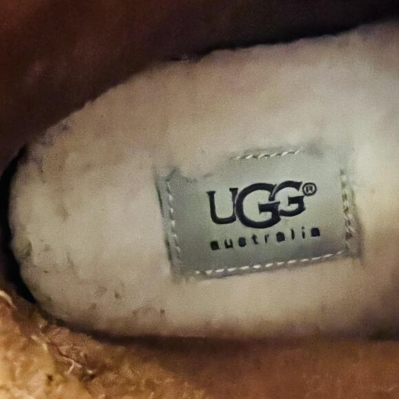 UGG Boots Mens 11 Brown Leather Carraway Moccasin Lace Up Slippers Comfort Shoes main image 4